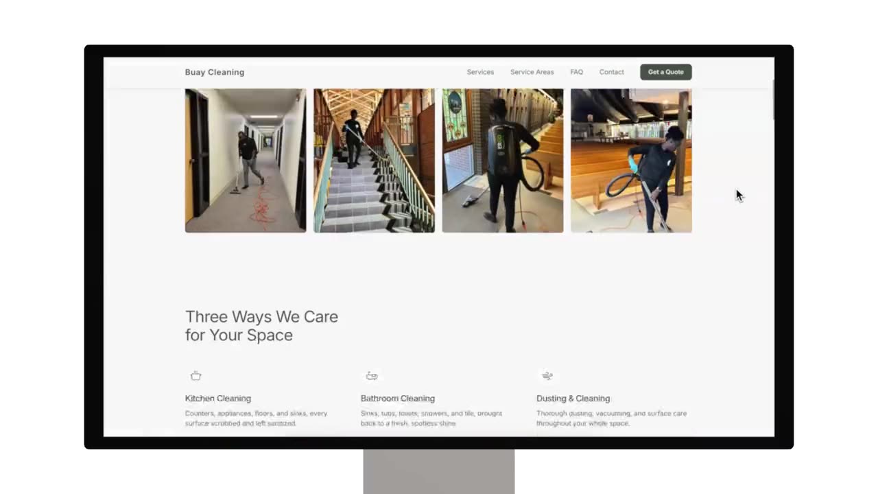 Buay Cleaning Services' live website built by Protocol